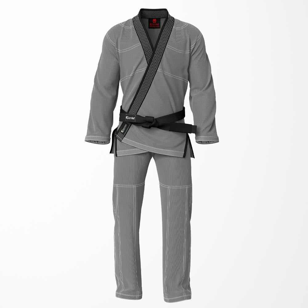 Combat Basic Gray with White Stitching and Black Lapel Brazilian Jiu Jitsu Gi (BJJ GI)