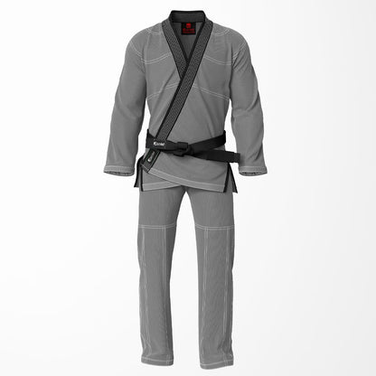 Combat Basic Gray with White Stitching and Black Lapel Brazilian Jiu Jitsu Gi (BJJ GI)