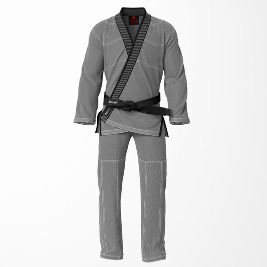Combat Basic Gray with White Stitching and Black Lapel Brazilian Jiu Jitsu Gi (BJJ GI)