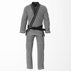 Combat Basic Gray with White Stitching and Black Lapel Brazilian Jiu Jitsu Gi (BJJ GI)