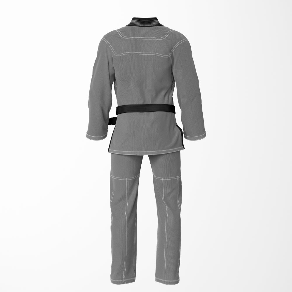 Combat Basic Gray with White Stitching and Black Lapel Brazilian Jiu Jitsu Gi (BJJ GI)
