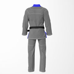 Combat Basic Gray with White Stitching and Blue Lapel Brazilian Jiu Jitsu Gi (BJJ GI)