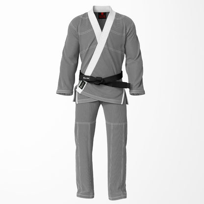 Combat Basic Gray with White Stitching and White Lapel Brazilian Jiu Jitsu Gi (BJJ GI)