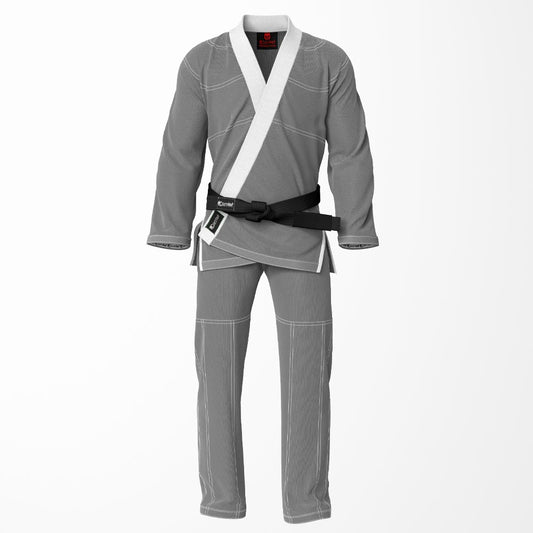 Combat Basic Gray with White Stitching and White Lapel Brazilian Jiu Jitsu Gi (BJJ GI)