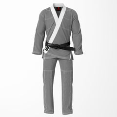 Combat Basic Gray with White Stitching and White Lapel Brazilian Jiu Jitsu Gi (BJJ GI)