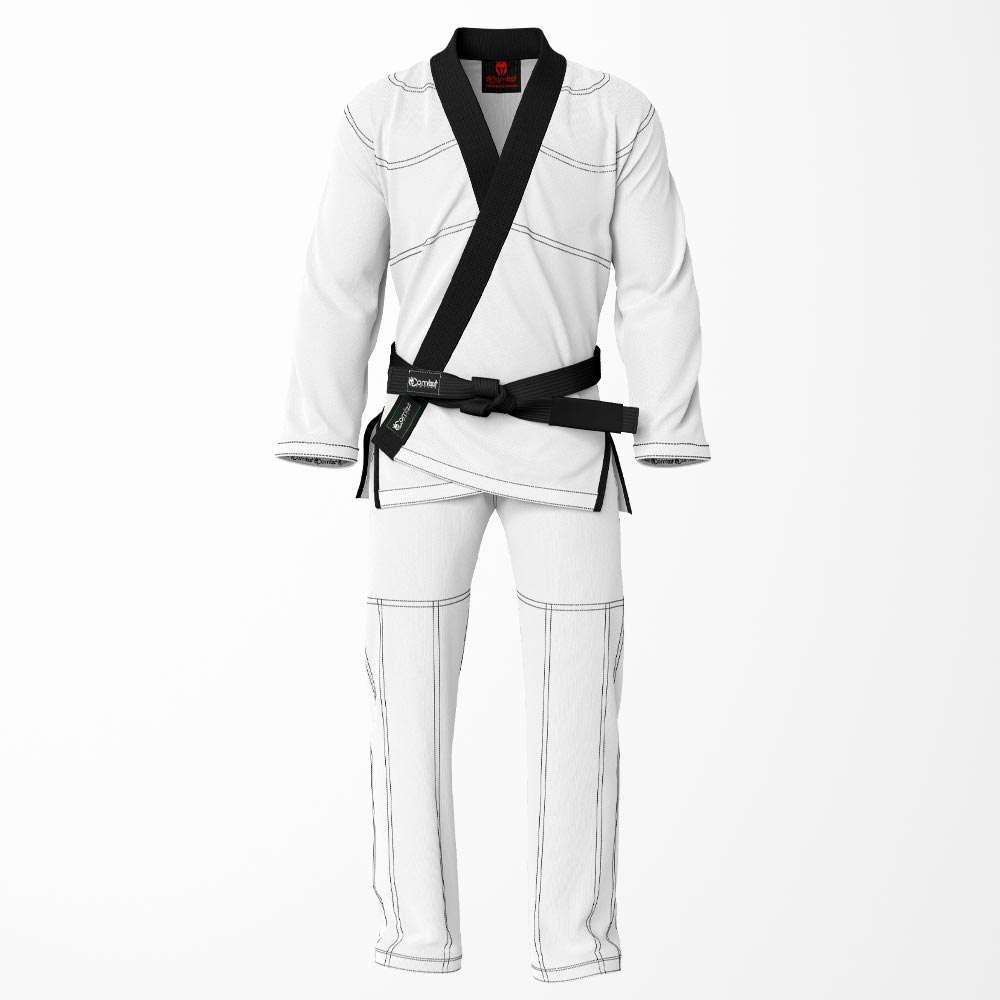 Combat Basic White with Black Stitching and Black Lapel Brazilian Jiu Jitsu Gi (BJJ GI)