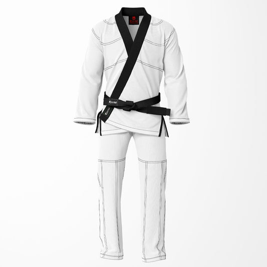 Combat Basic White with Black Stitching and Black Lapel Brazilian Jiu Jitsu Gi (BJJ GI)