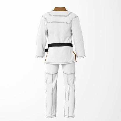 Combat Basic White with Black Stitching and Brown Lapel Brazilian Jiu Jitsu Gi (BJJ GI)