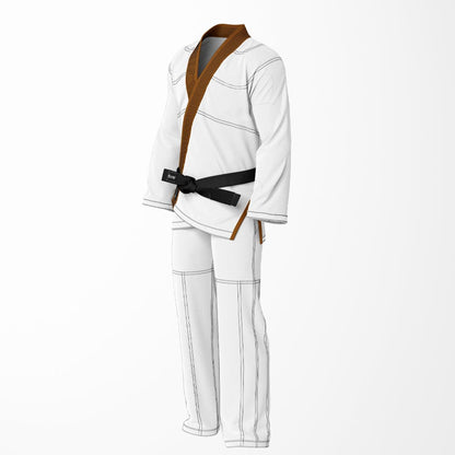 Combat Basic White with Black Stitching and Brown Lapel Brazilian Jiu Jitsu Gi (BJJ GI)