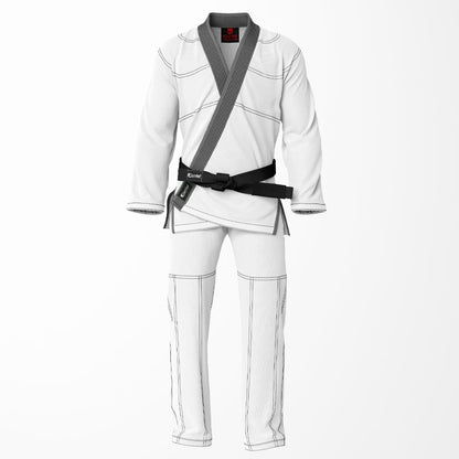 Combat Basic White with Black Stitching and Gray Lapel Brazilian Jiu Jitsu Gi (BJJ GI)