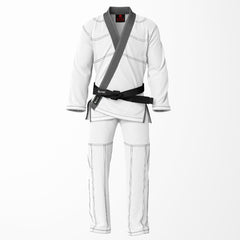 Combat Basic White with Black Stitching and Gray Lapel Brazilian Jiu Jitsu Gi (BJJ GI)