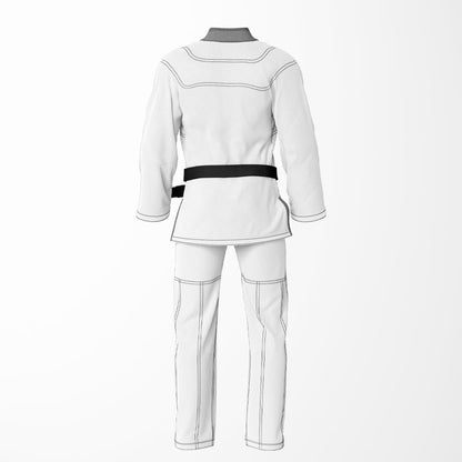 Combat Basic White with Black Stitching and Gray Lapel Brazilian Jiu Jitsu Gi (BJJ GI)