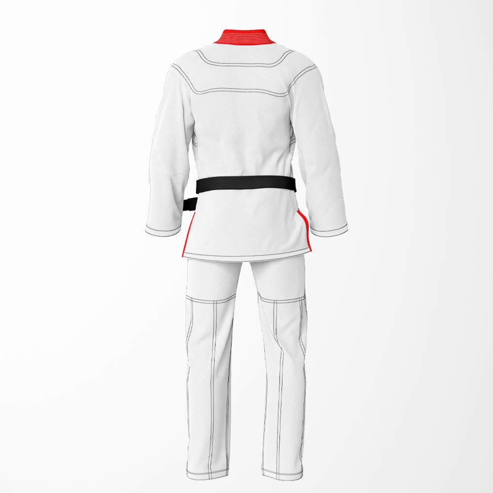 Combat Basic White with Black Stitching and Red Lapel Brazilian Jiu Jitsu Gi (BJJ GI)