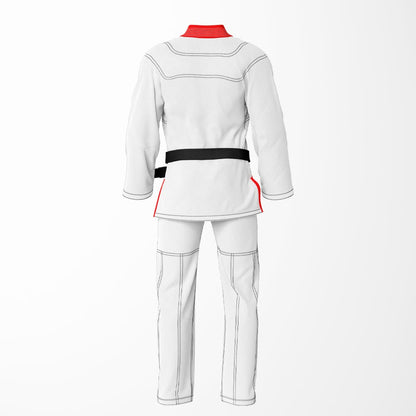 Combat Basic White with Black Stitching and Red Lapel Brazilian Jiu Jitsu Gi (BJJ GI)