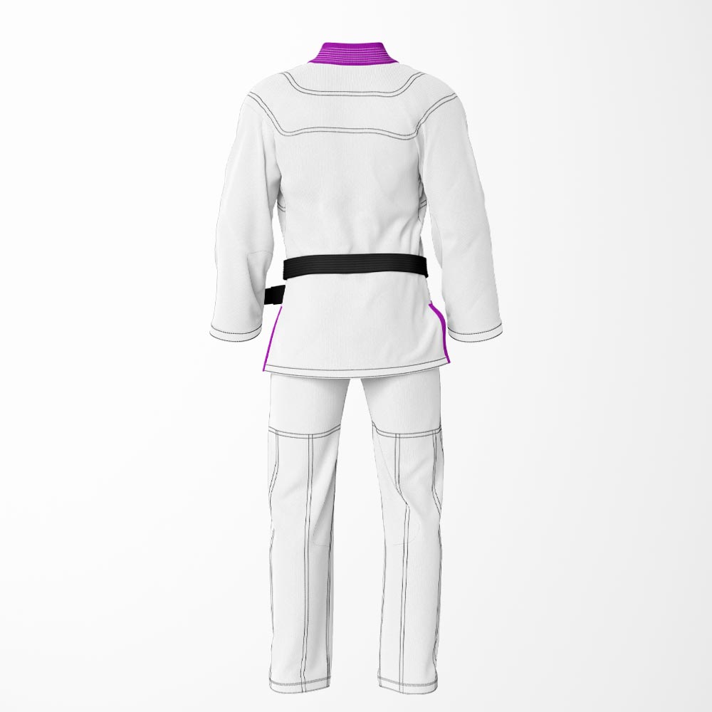 Combat Basic White with Black Stitching and Purple Lapel Brazilian Jiu Jitsu Gi (BJJ GI)