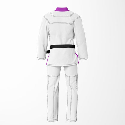 Combat Basic White with Black Stitching and Purple Lapel Brazilian Jiu Jitsu Gi (BJJ GI)