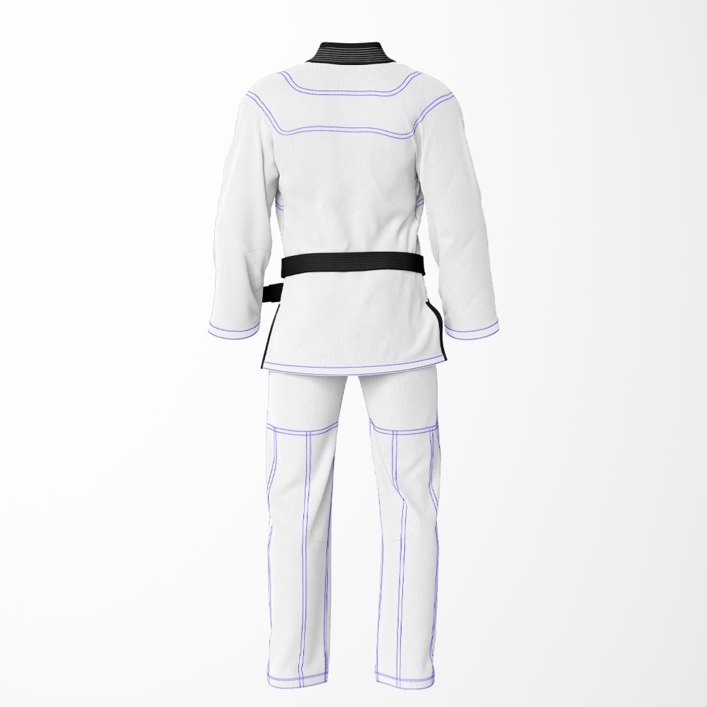 Combat Basic White with Blue Stitching and Black Lapel Brazilian Jiu Jitsu Gi (BJJ GI)