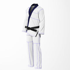 Combat Basic White with Blue Stitching and Black Lapel Brazilian Jiu Jitsu Gi (BJJ GI)