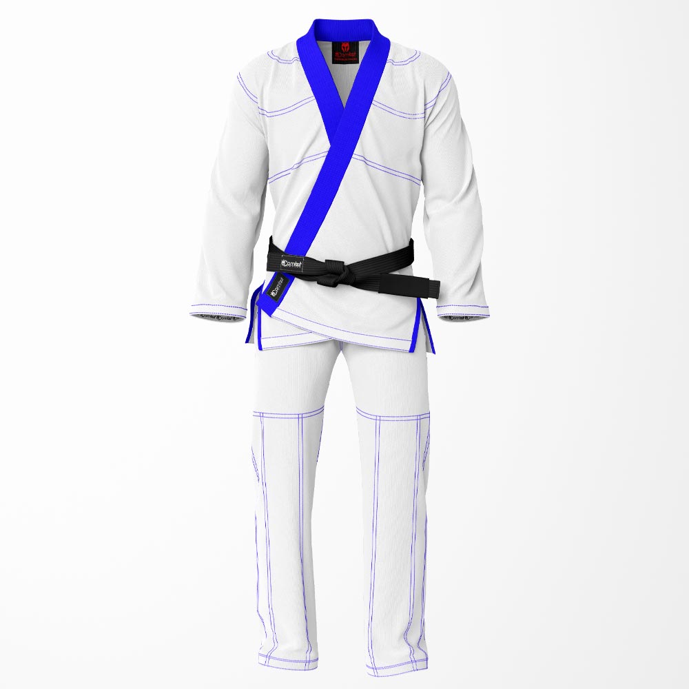 Combat Basic White with Blue Stitching Brazilian Jiu Jitsu Gi (BJJ GI)