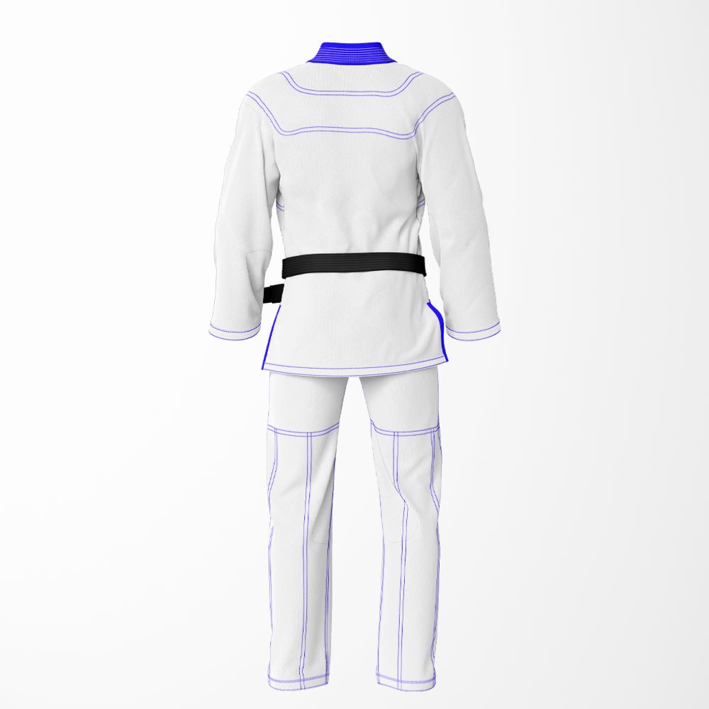 Combat Basic White with Blue Stitching and Blue Lapel Brazilian Jiu Jitsu Gi (BJJ GI)