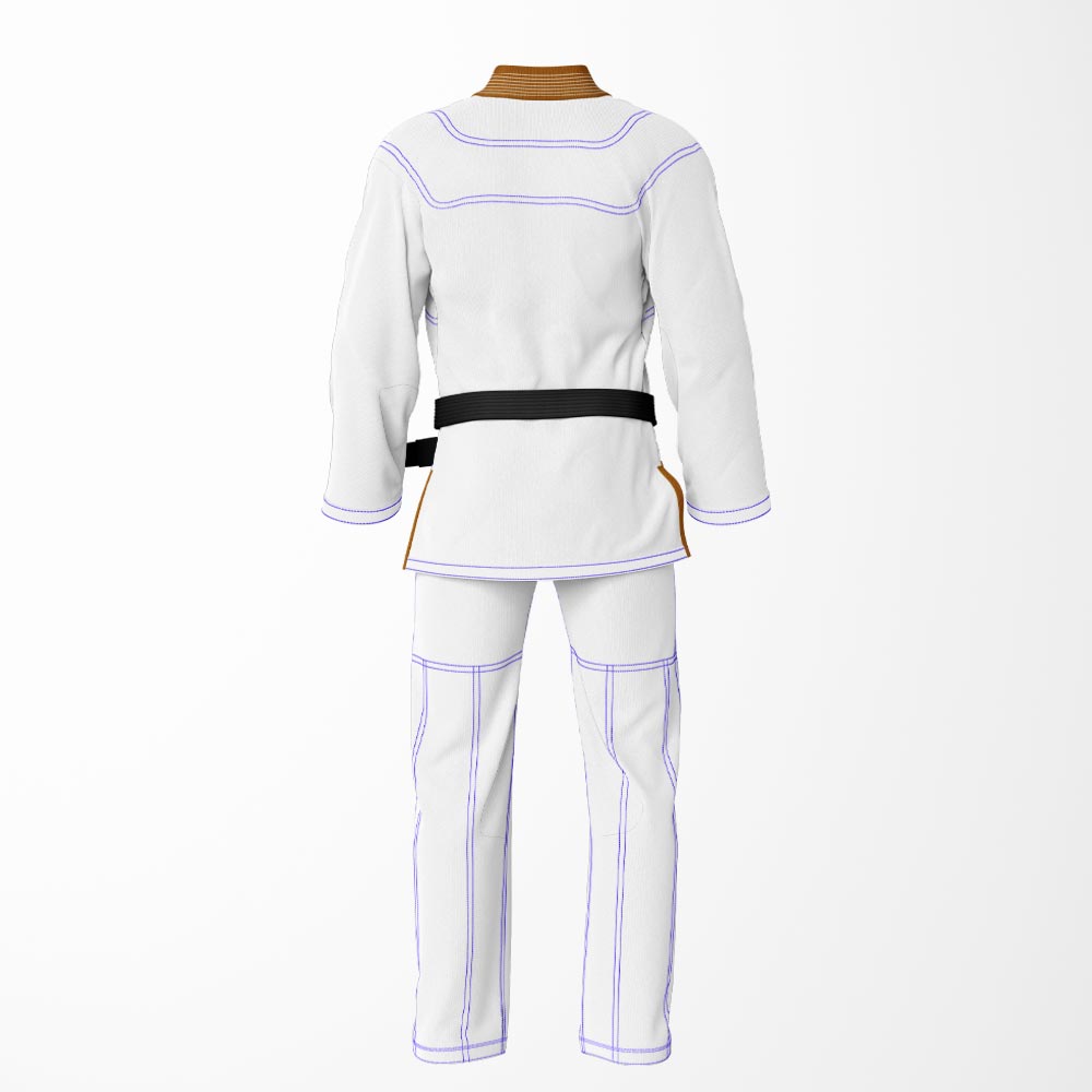 Combat Basic White with Blue Stitching and Brown Lapel Brazilian Jiu Jitsu Gi (BJJ GI)
