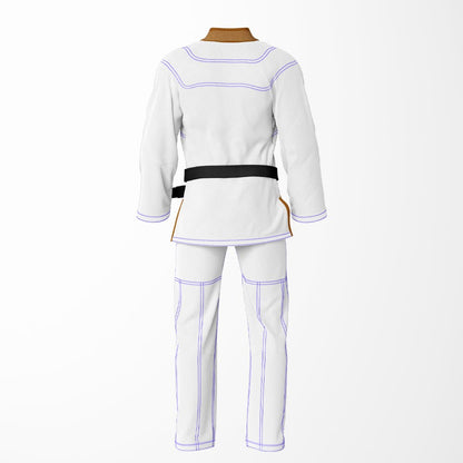 Combat Basic White with Blue Stitching and Brown Lapel Brazilian Jiu Jitsu Gi (BJJ GI)