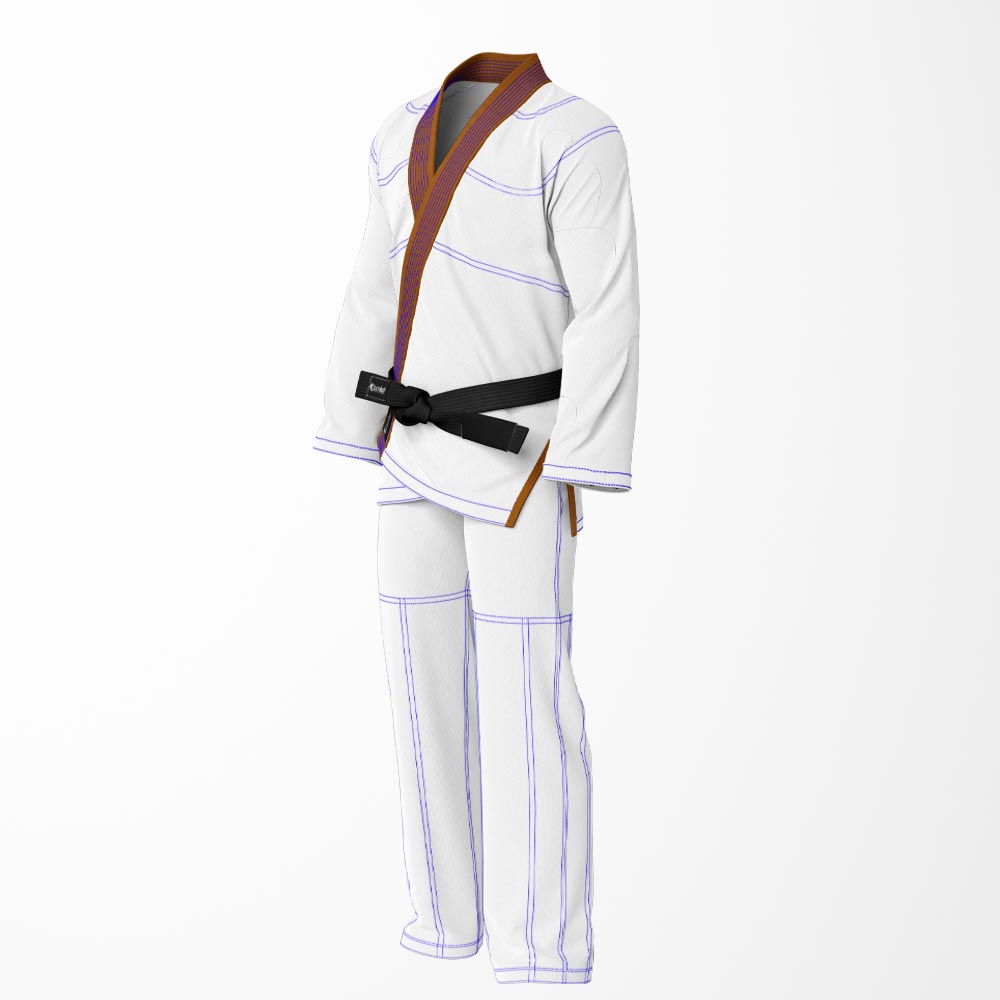Combat Basic White with Blue Stitching and Brown Lapel Brazilian Jiu Jitsu Gi (BJJ GI)