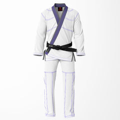 Combat Basic White with Blue Stitching and Gray Lapel Brazilian Jiu Jitsu Gi (BJJ GI)
