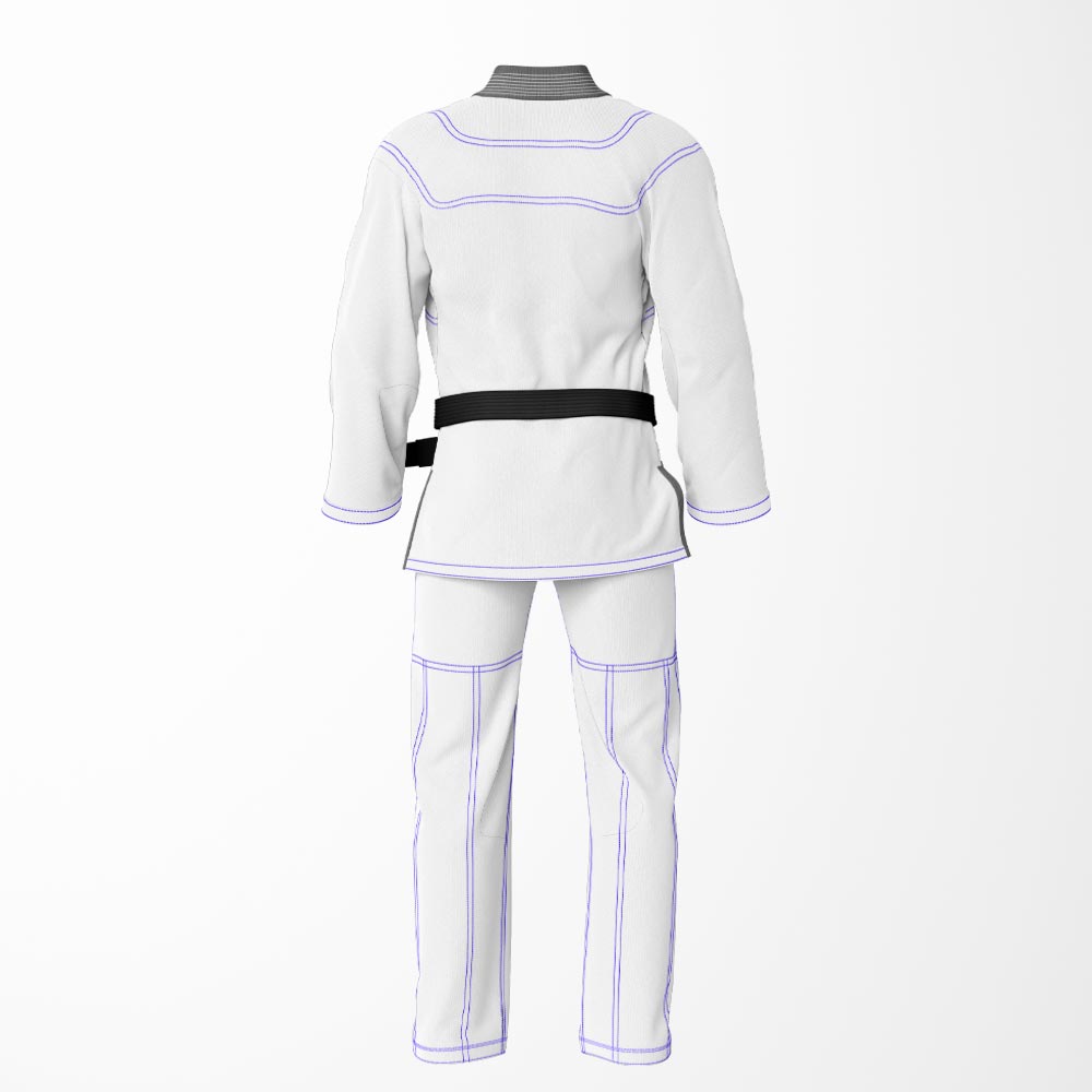 Combat Basic White with Blue Stitching and Gray Lapel Brazilian Jiu Jitsu Gi (BJJ GI)