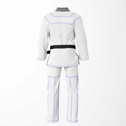 Combat Basic White with Blue Stitching and Gray Lapel Brazilian Jiu Jitsu Gi (BJJ GI)