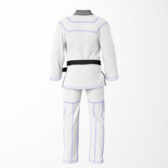 Combat Basic White with Blue Stitching and Gray Lapel Brazilian Jiu Jitsu Gi (BJJ GI)