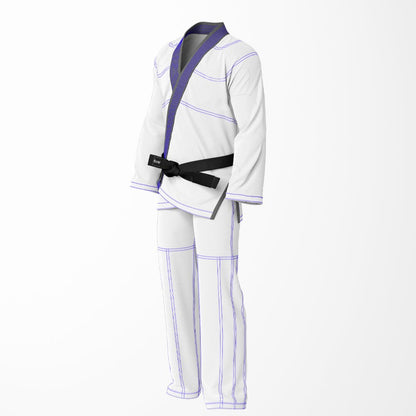 Combat Basic White with Blue Stitching and Gray Lapel Brazilian Jiu Jitsu Gi (BJJ GI)