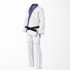 Combat Basic White with Blue Stitching and Gray Lapel Brazilian Jiu Jitsu Gi (BJJ GI)
