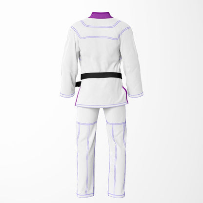 Combat Basic White with Blue Stitching and Pruple Lapel Brazilian Jiu Jitsu Gi (BJJ GI)