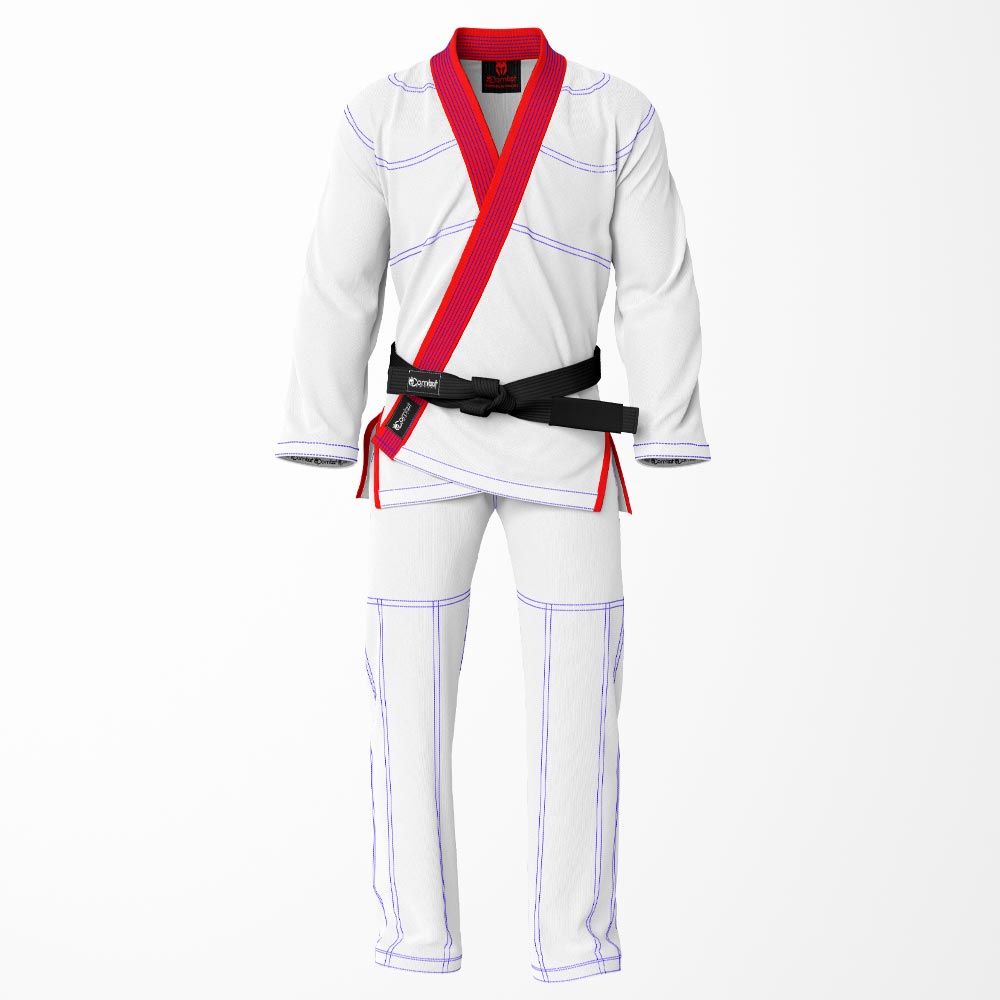 Combat Basic White with Blue Stitching and Red Lapel Brazilian Jiu Jitsu Gi (BJJ GI)
