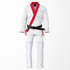 Combat Basic White with Blue Stitching and Red Lapel Brazilian Jiu Jitsu Gi (BJJ GI)