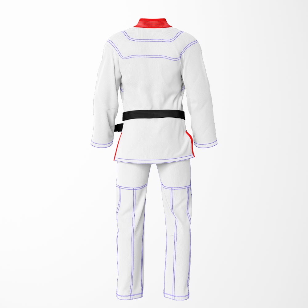 Combat Basic White with Blue Stitching and Red Lapel Brazilian Jiu Jitsu Gi (BJJ GI)