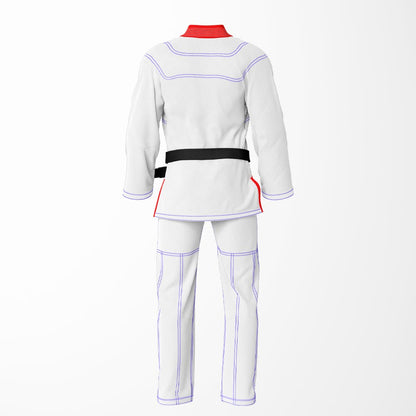 Combat Basic White with Blue Stitching and Red Lapel Brazilian Jiu Jitsu Gi (BJJ GI)