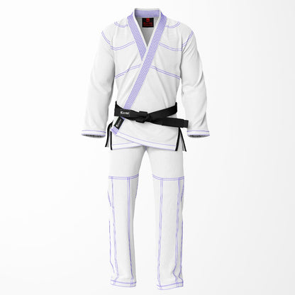 Combat Basic White with white Stitching and white lapel Brazilian Jiu Jitsu Gi (BJJ GI)