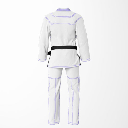 Combat Basic White with white Stitching and white lapel Brazilian Jiu Jitsu Gi (BJJ GI)