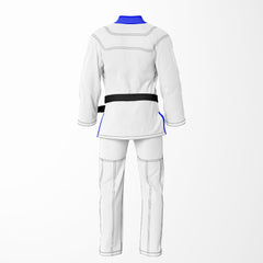 Combat Basic White with Gray Stitching and Blue Lapel Brazilian Jiu Jitsu Gi (BJJ GI)