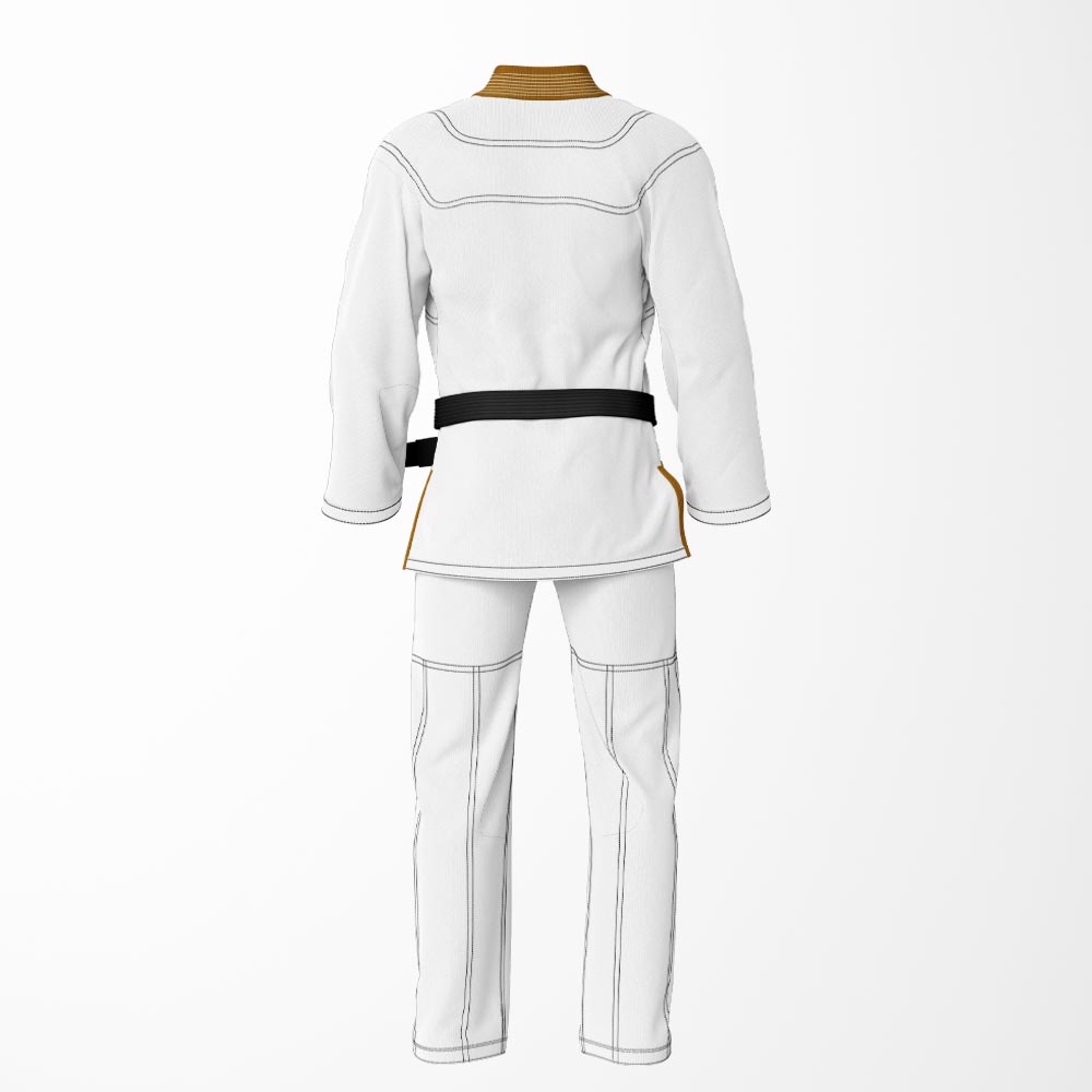 Combat Basic White with Gray Stitching and Brown Lapel Brazilian Jiu Jitsu Gi (BJJ GI)