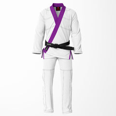 Combat Basic White with Gray Stitching and Purple Lapel Brazilian Jiu Jitsu Gi (BJJ GI)