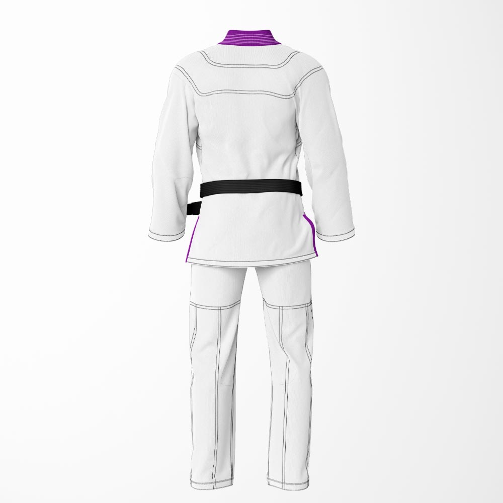 Combat Basic White with Gray Stitching and Purple Lapel Brazilian Jiu Jitsu Gi (BJJ GI)