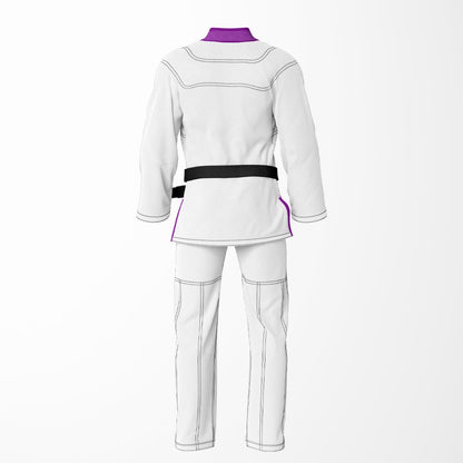 Combat Basic White with Gray Stitching and Purple Lapel Brazilian Jiu Jitsu Gi (BJJ GI)