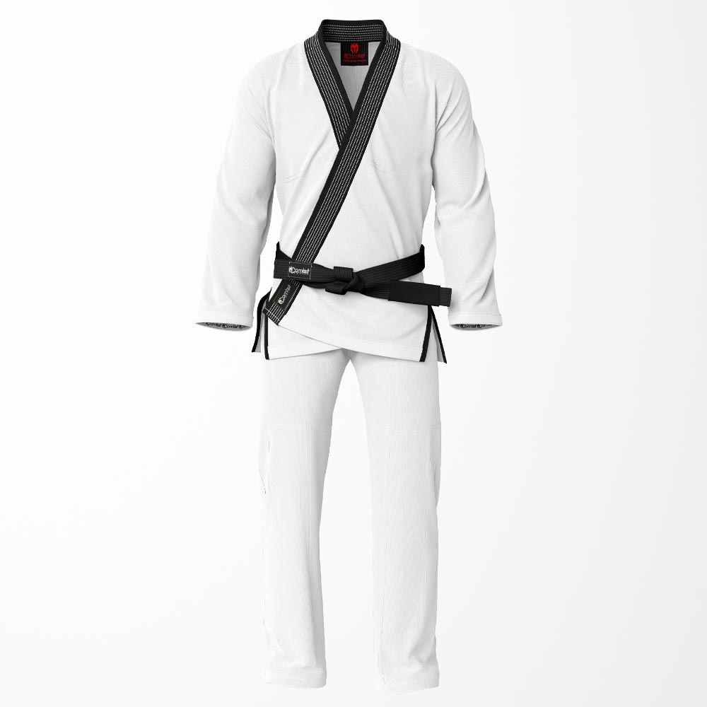 Combat Basic White with Gray Stitching and Black Lapel Brazilian Jiu Jitsu Gi (BJJ GI)