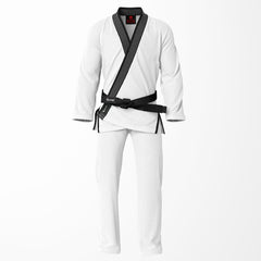 Combat Basic White with Gray Stitching and Black Lapel Brazilian Jiu Jitsu Gi (BJJ GI)
