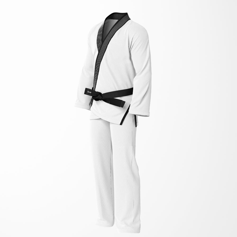 Combat Basic White with Gray Stitching and Black Lapel Brazilian Jiu Jitsu Gi (BJJ GI)
