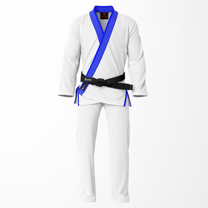 Combat Basic White with White Stitching and Blue Lapel Brazilian Jiu Jitsu Gi (BJJ GI)