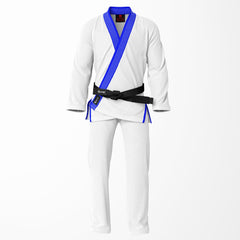 Combat Basic White with White Stitching and Blue Lapel Brazilian Jiu Jitsu Gi (BJJ GI)